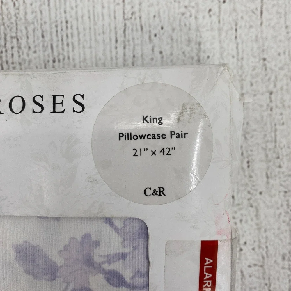 Cabbages & Roses Alderney Pillowcase Pair King Lilac Floral 100% Cotton Percale